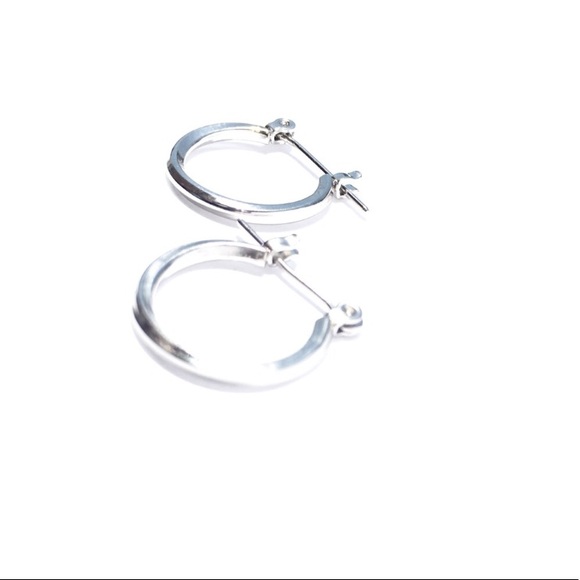 NEW! White Gold Mini Hoops - Picture 2 of 3